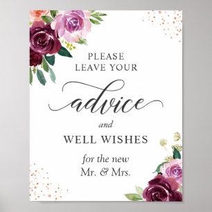 Poster Indications et bons souhaits Signal Purple Blush F