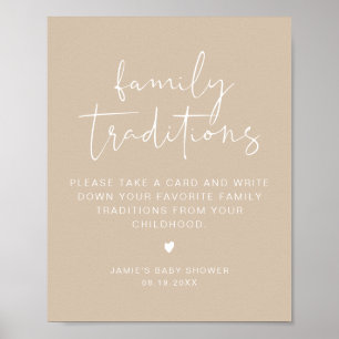 Poster INDIE Boho Beige Family Traditions Baby shower