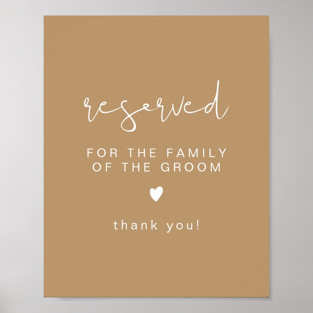 Poster INDIE Boho Beige Réservé pour Famille de Groom (Devant)