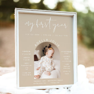 Poster INDIE Boho Cream Arch Photo Première année Jalon