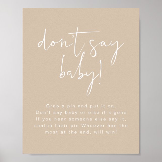 Poster INDIE Boho Terre Toned Beige Ne pas dire Baby Sign (Devant)