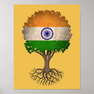 Poster Indien Drapeau Arbre de vie personnalisable