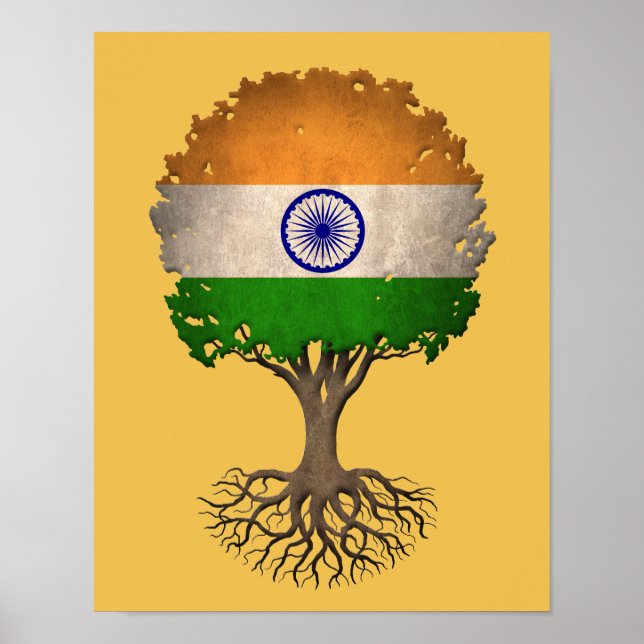 Poster Indien Drapeau Arbre de vie personnalisable (Devant)