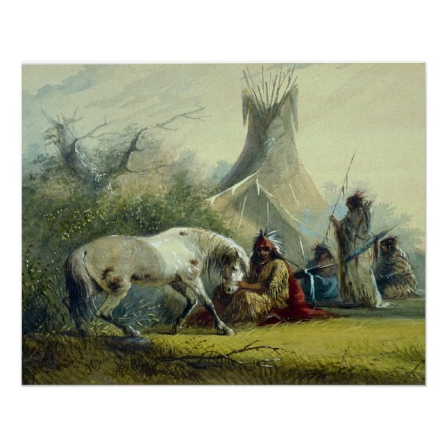 Poster Indien et son cheval 1858 (Devant)