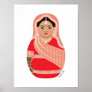 Poster indien (rouge) Matryoshka