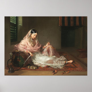 Poster Indienne musulmane Fumer du hookah