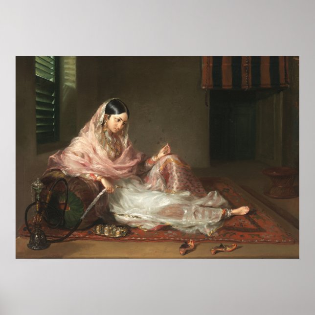 Poster Indienne musulmane Fumer du hookah (Devant)