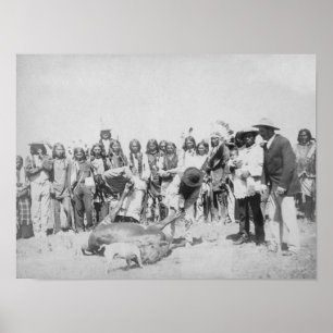 Poster Indiens de Lakota pelant la photographie de bétail