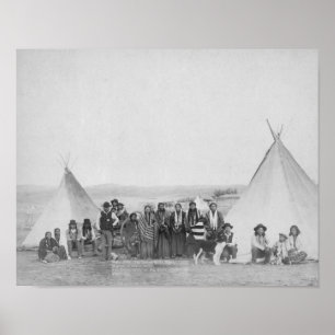 Poster Indiens de Miniconjou devant Tipis Photo