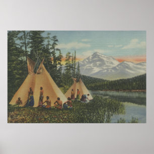 Poster Indiens du nord-ouest - deux Teepees s'approchent