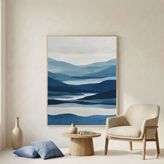 Poster Indigo Valley Layers Abstrait d'art mural