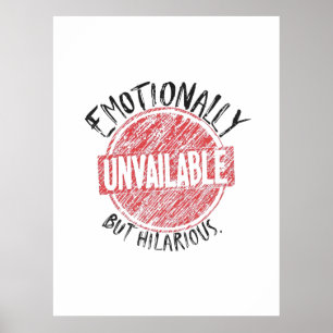 Poster Indisponible Émotionnellement Mais Drôle Timbre