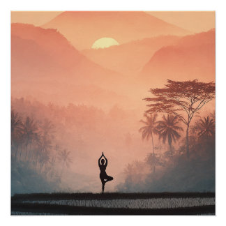 Poster Indonésie Bali Nature Yoga Vintage