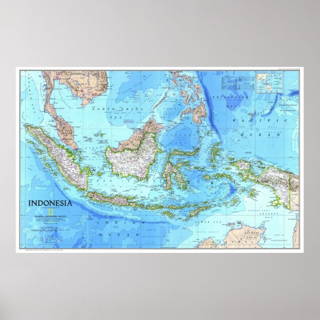 Poster " Indonesien : 1996/heute - Detaillierte Landkarte (Devant)