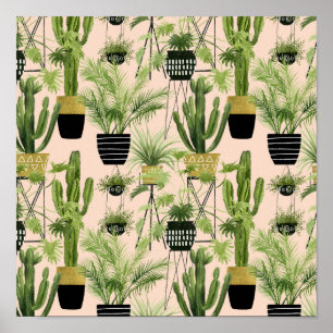 Poster Indoor Oasis Plant Lineup Pattern