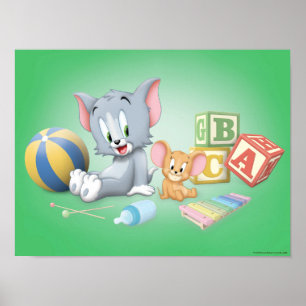 Poster Infant Tom and Jerry Playing With Toys