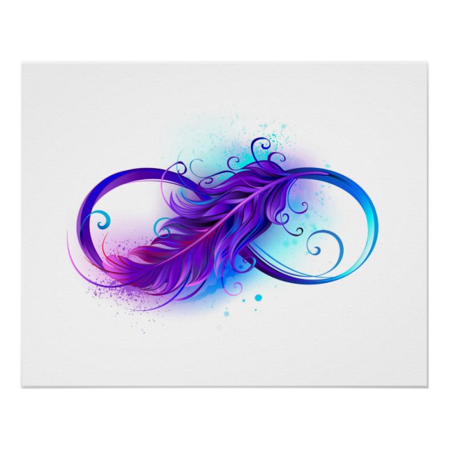Poster Infini avec plume violette (Devant)