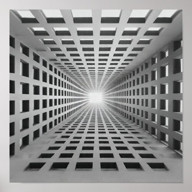 Poster Infini Géométrique Grille Optique Illusion Art (Devant)