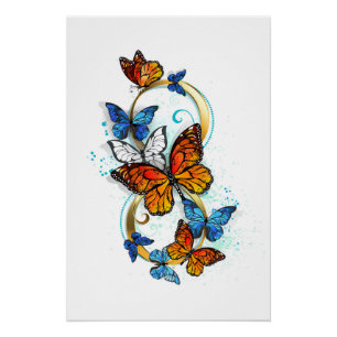 Poster Infinité de papillons monarques