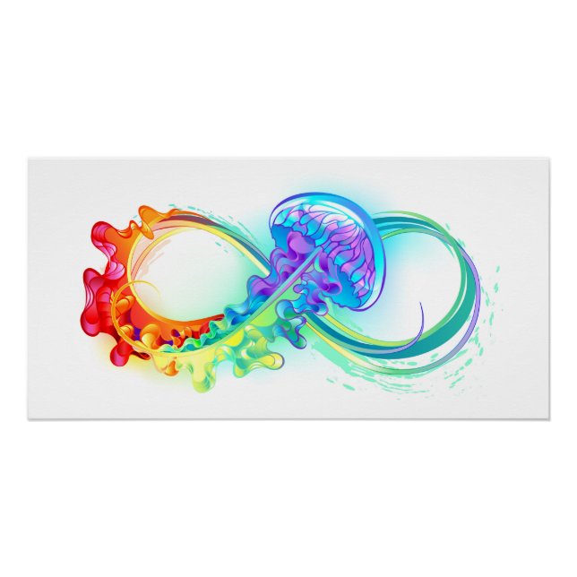 Poster Infinity avec Rainbow Jellyfish (Devant)