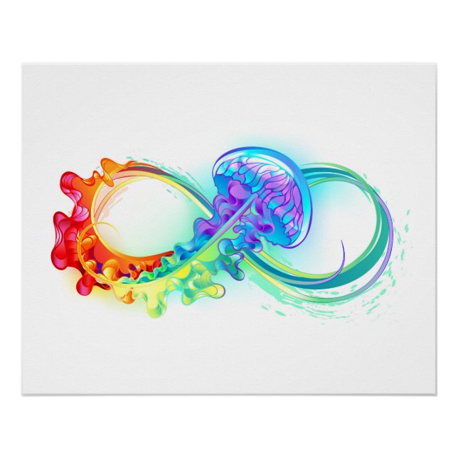 Poster Infinity avec Rainbow Jellyfish (Devant)