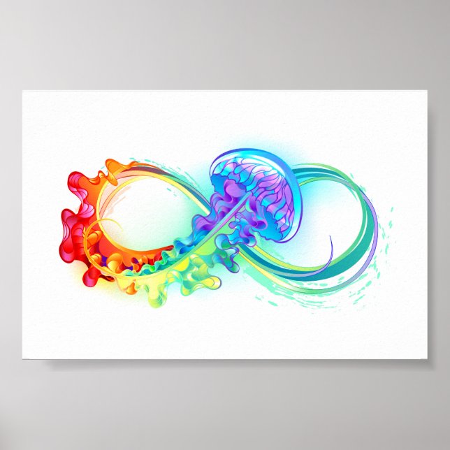 Poster Infinity avec Rainbow Jellyfish (Devant)