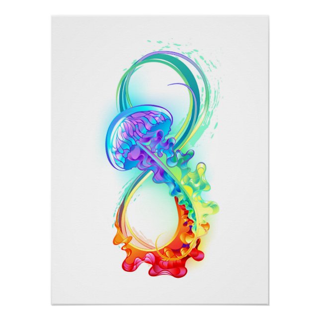 Poster Infinity avec Rainbow Jellyfish (Devant)