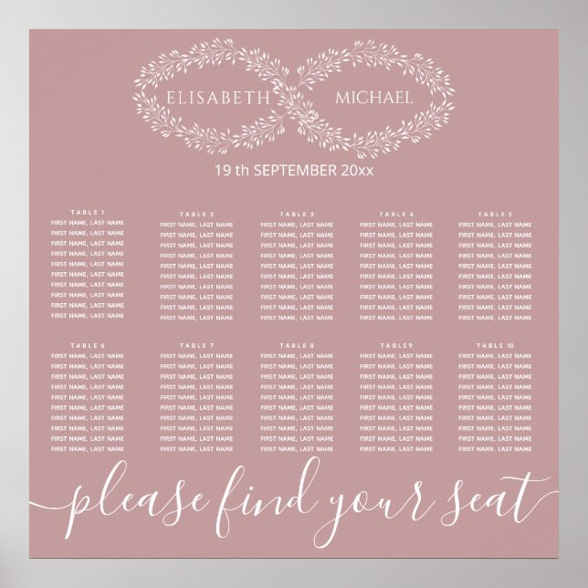 Poster Infinity poussiéreux rose botanique romantique élé (Devant)