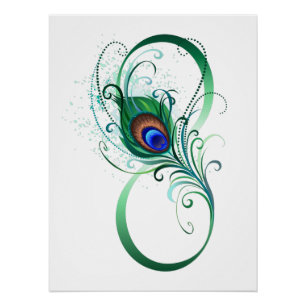 Poster Infinity Symbol with Peacock Feather