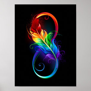 Poster Infinity Symbol with Rainbow Feather