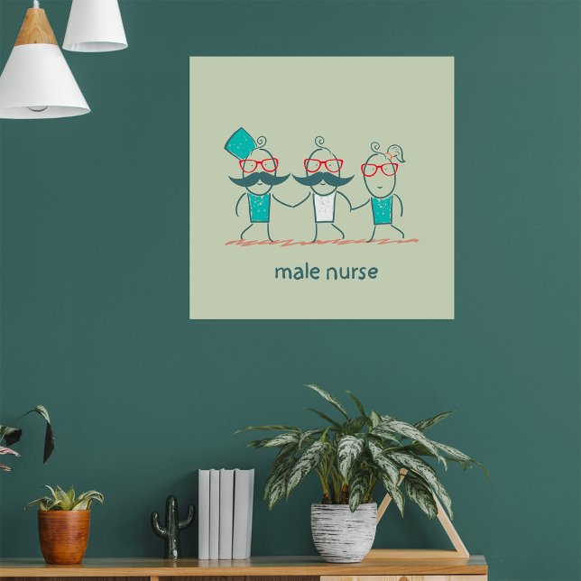 Poster Infirmier Masculin Drôle de Soins de Santé (Créateur téléchargé)