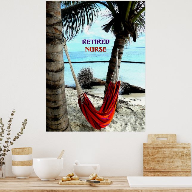 Poster Infirmière à la retraite - Hamac à la plage (Cuisine)