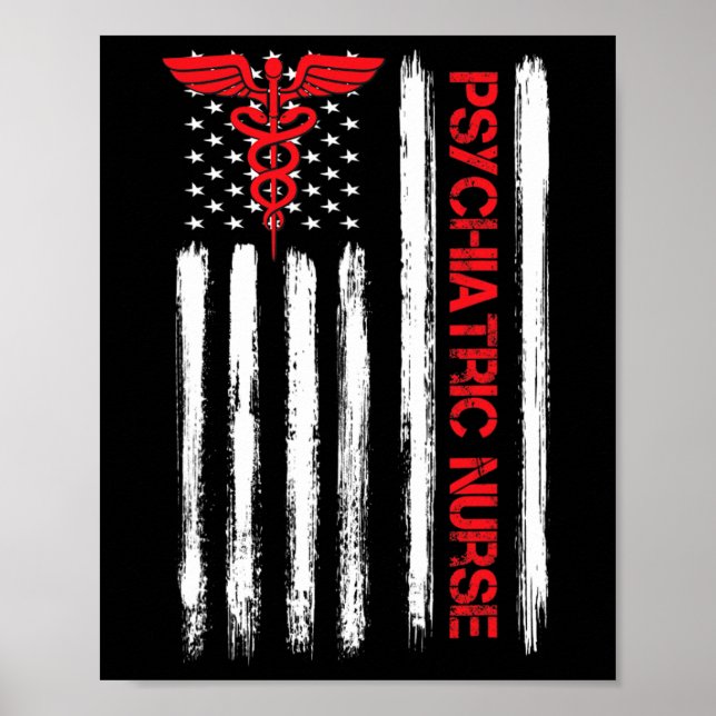 Poster Infirmière Américaine Drapeau Rn Santé Mentale Psy (Devant)