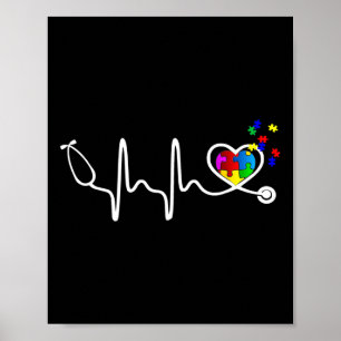 Poster Infirmière amusante Autisme Puzzle Stethoscope Coe