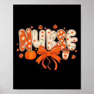 Poster Infirmière automne Pumpkin Sce café Thanksgiving