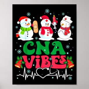 Poster Infirmière Cna Vibes Bonhomme de neige Stéthoscope
