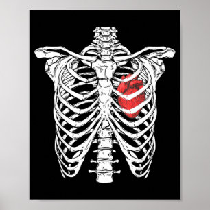 Poster Infirmière cœur et cage thoracique squelette drôle