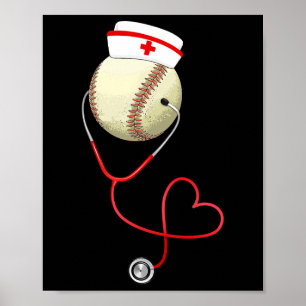 Poster Infirmière de baseball amusant pour les sports de 