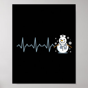Poster Infirmière de battement de coeur Snowman Infirmièr