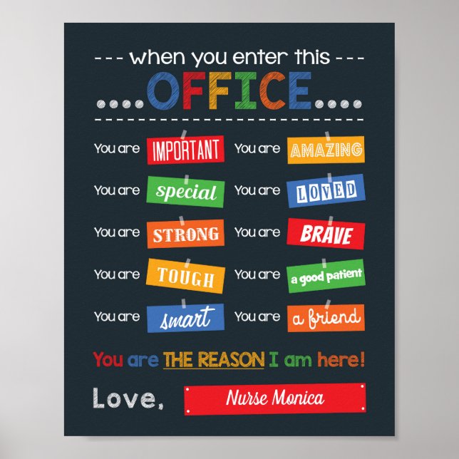 Poster Infirmière de l'école Cadeau du cabinet du médecin (Devant)