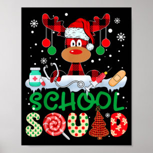 Poster Infirmière de l'équipe scolaire renne buffle carre