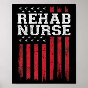 Poster Infirmière de réadaptation Drapeau américain Patri