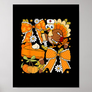 Poster Infirmière de Thanksgiving Jour de la dinde Automn