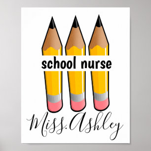 Poster Infirmière d'école personnalisée avec crayons