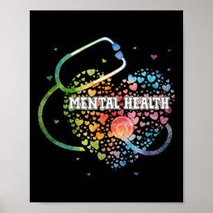 Poster Infirmière en santé mentale Watercol Love Heart Sc
