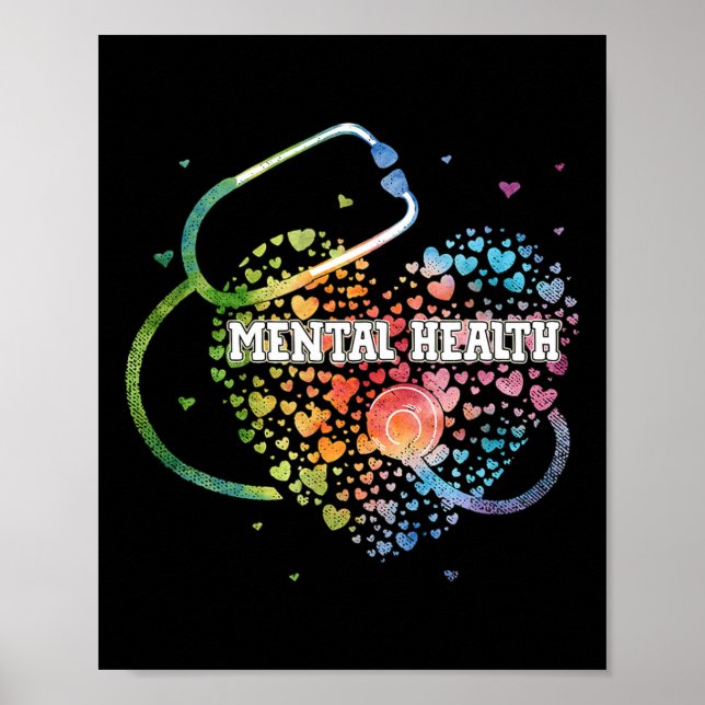 Poster Infirmière en santé mentale Watercol Love Heart Sc (Devant)
