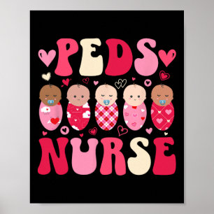 Poster Infirmière Groovy Peds Saint-Valentin Soins infirm