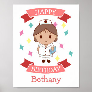 Poster Infirmière Joyeux Anniversaire Personnalisé