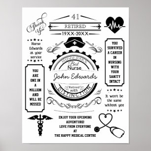 Poster infirmière longue service quittant le service médi