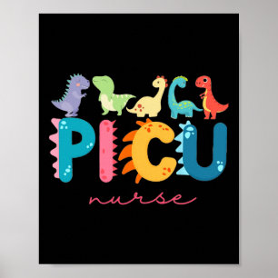 Poster Infirmière pédiatrique Picu Dinosaures Équipe Picu